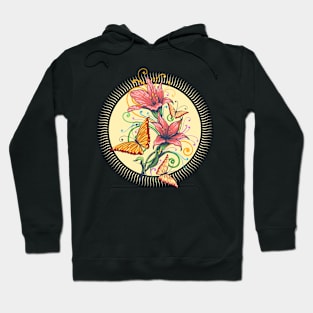 Orchids and butterflies handdrawn illustration Hoodie